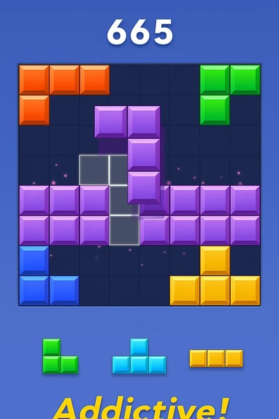 A blue screen with a purple block.